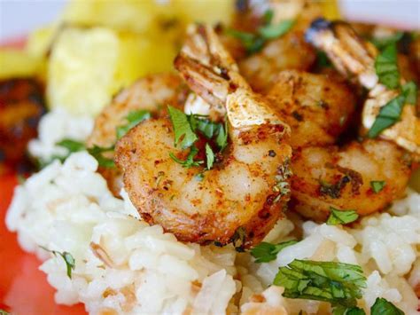 Spicy Shrimp With Grilled Pineapple Coconut Rice Pilaf Recipe