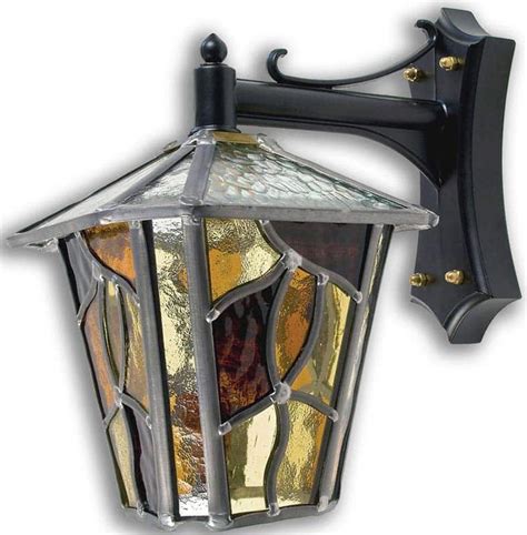 Coniston Amber Leaded Glass Downward Outdoor Wall Lantern