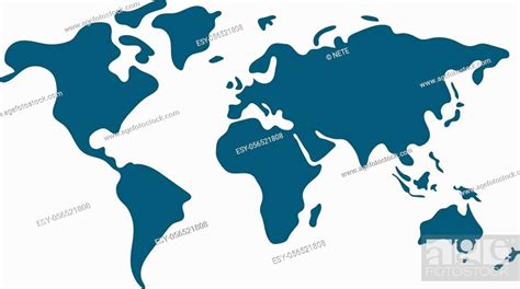 Simple World Map In Flat Style Isolated On White Background Stock