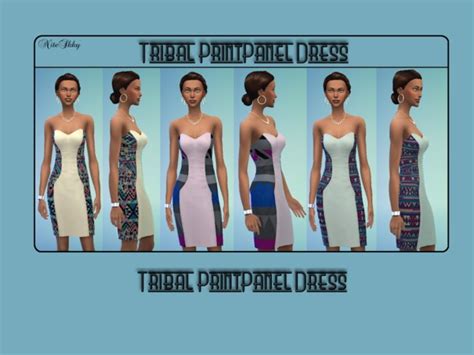 The Sims Resource Tribal Print Panel Dress