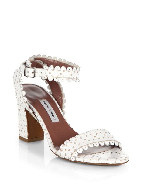 Tabitha Simmons Leticia Perforated Leather Sandals In White Lyst