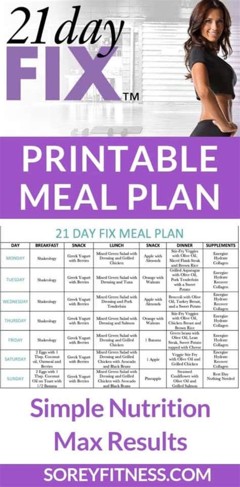 21 Day Fix 1200 Calorie Meal Plan With Containers Plan A