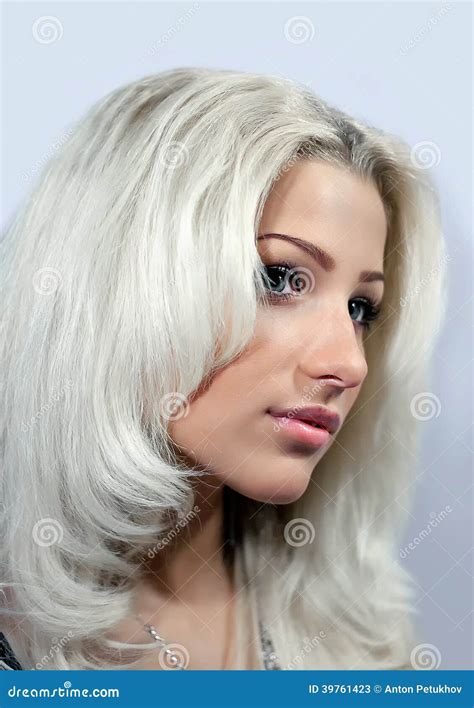 Young Attractive Woman With A White Hair Stock Image Image Of