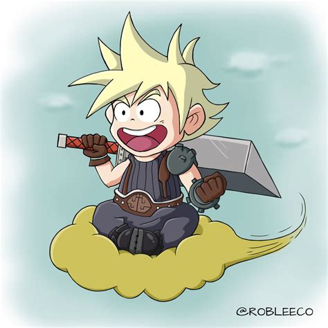 Cloud Strife In The Style Of Dragon Ball Mascot Design By Rob Lee