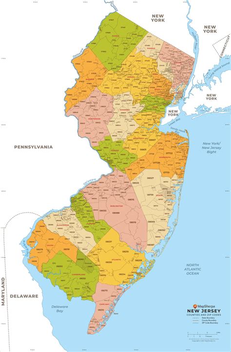 New Jersey Zip Code Map With Counties American Map Store