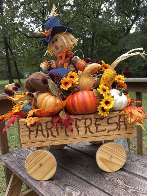 Fall Wagon Centerpiecethanksgiving Centerpiecepumpkin Wagonscarecrow