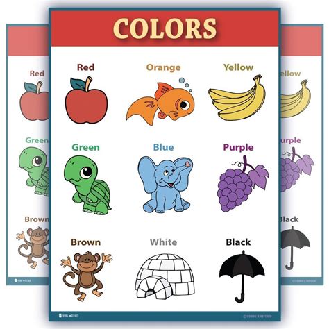 Learning Colors Preschool Chart Poster Classroom Young N Refined