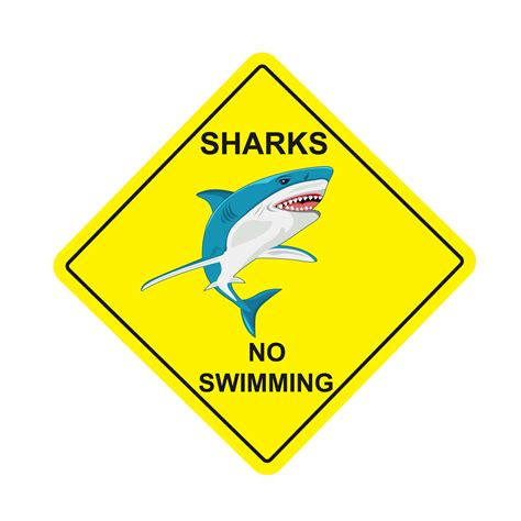Sharks No Swimming Sign Vector Custom Designed Illustrations