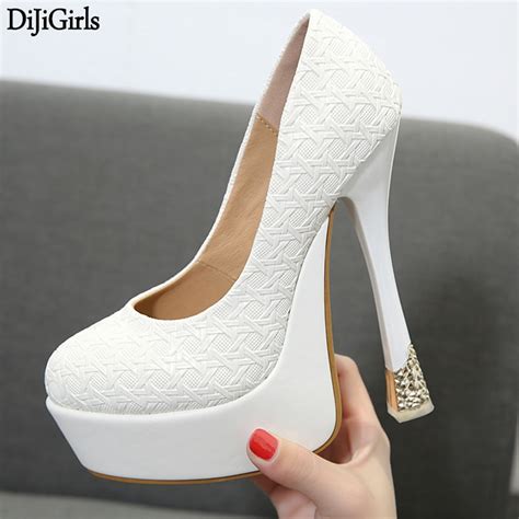 Women Shoes High Heel Elegant White Evening Dress Shoes Fashoin Round