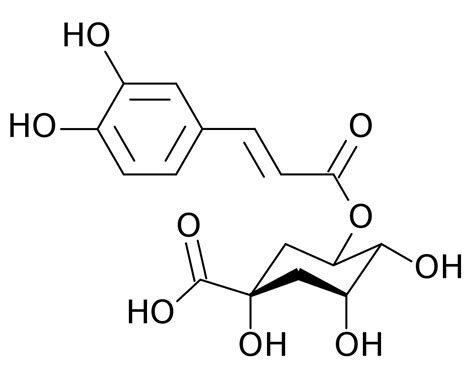 Chlorogenic acid is a hydroxycinnamic acid and a member of a family of naturally occurring organic compounds. File:Chlorogenic acid.svg - Wikimedia Commons