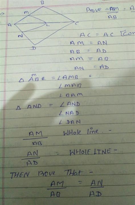 In The Given Figure Lm Parallel To Cb And Ln Parallel To Cd Prove That Am Ab An Ad