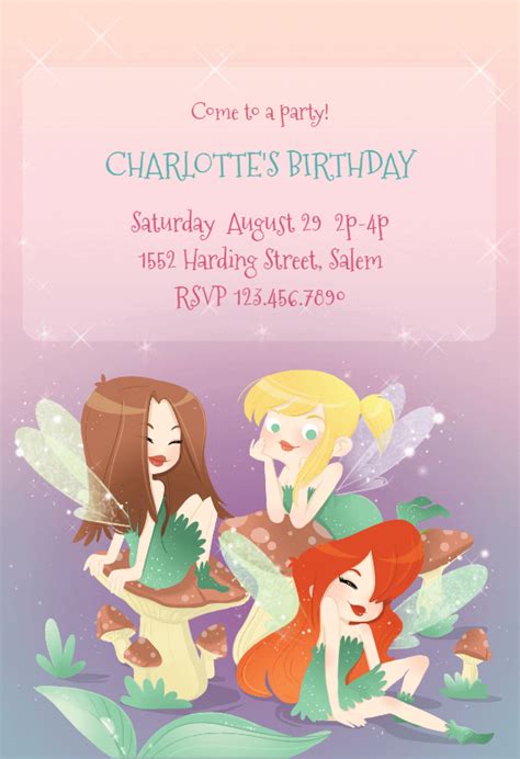 fairies birthday invitation template