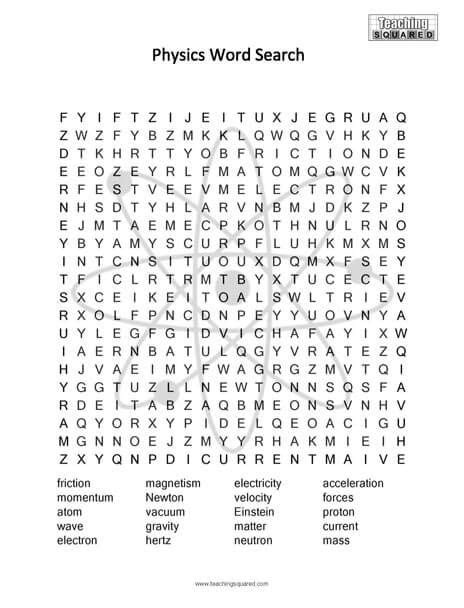 Science Word Searches Teaching Squared Science Word Search Science