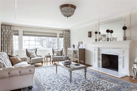 Beautiful white, blue and beige living room. 500 Beautiful Living Rooms with Fireplaces of All Types ...