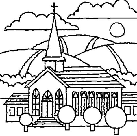 Download Church with Beautiful View Coloring Pages | Best Place to ...