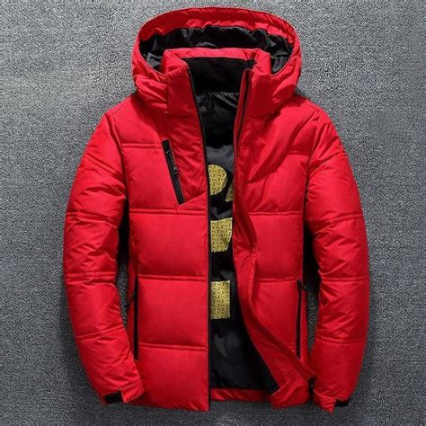 voguable new white duck down jacket men winter warm solid color hooded down coats thick duck