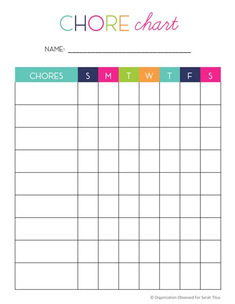 4 Year Old Chore Chart Printable