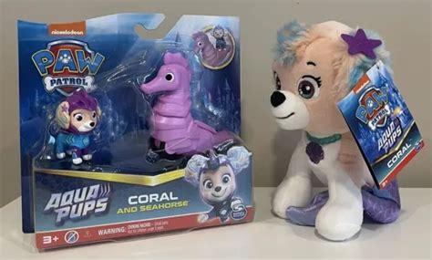 New 2023 Nickelodeon Paw Patrol Aqua Pups Coral Wseahorse Figure And 8