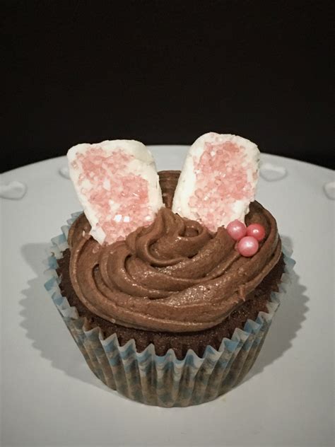 Chocolate Cupcakes With Chocolate Buttercream For Easter Marshmallow Bunny Ears Bubble Cake