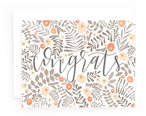 Floral Congrats Card Set Of 8 Illustrated Congratulations Etsy In