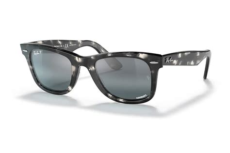 Ray Ban Original Wayfarer Chromance Sunglasses With Gray Havana Frame And Polarized Clear