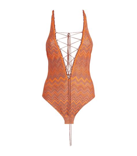 Missoni Orange Lace Up Swimsuit Harrods Uk