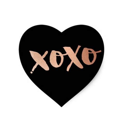 cute love xoxo heart modern rose gold trendy black heart sticker heart stickers