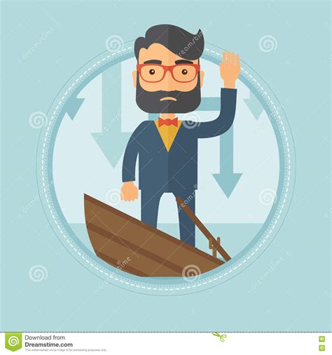 Businessman Standing In Sinking Boat Stock Vector Illustration Of