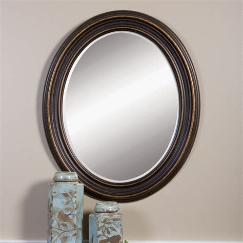 Dark Oil Rubbed Bronze Beveled Oval Wall Mirror 34 Bathroom Vanity
