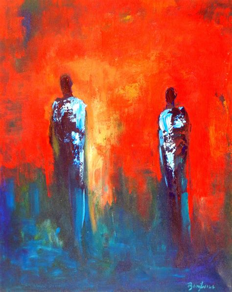 Original Abstract Painting Figure Art Interactions People 30x24
