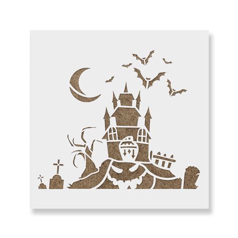 Buy Haunted House Stencil Reusable Stencils For Painting Mylar