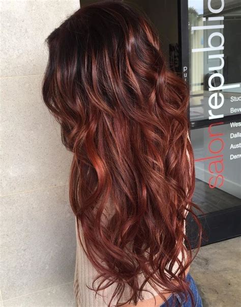 This caramel brown hair colour is brightened up with some highlights. Dark Brown Hair with Auburn Highlights | Hair color auburn ...