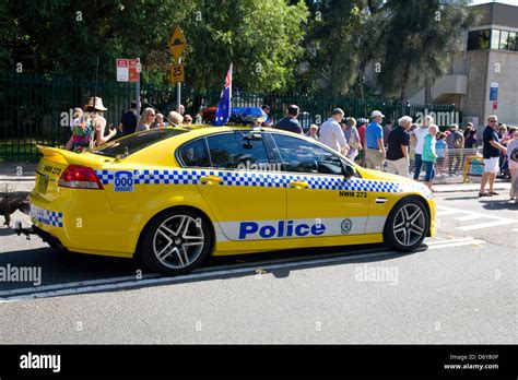 Australian Police Vehicle A Yellow Holden Commodore Ss Stock Photo Alamy