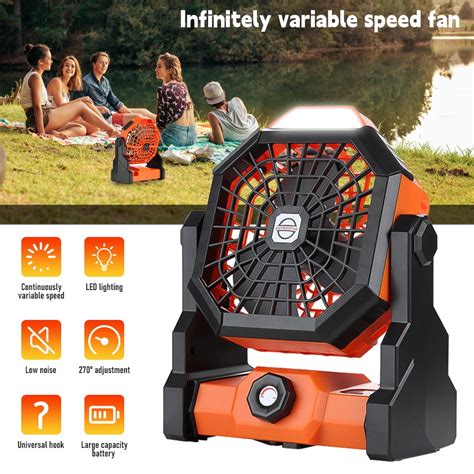 Camping Fans Dfito Stepless Usb Rechargeable Fan For Tent 10 Inch