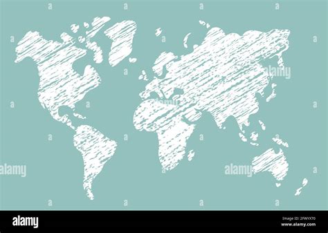 Chalked Vector Grunge World Map Illustration Stock Vector Image And Art