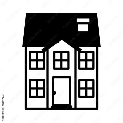 Silhouette Of Building Icon House Architecture And Real Estate Theme