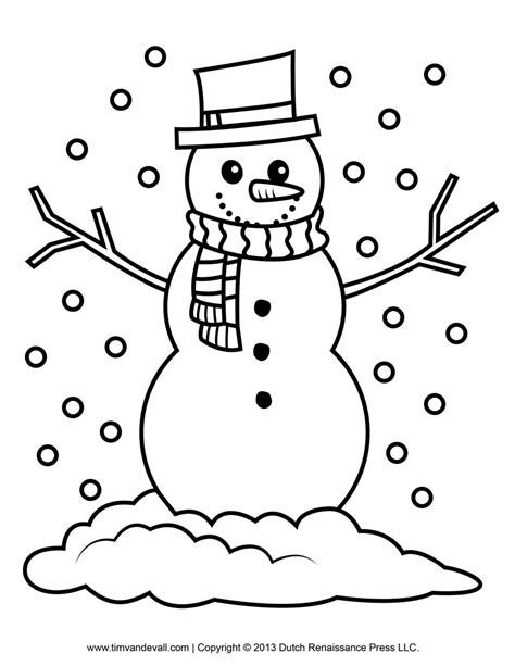 Printable Snowman Clipart Template And Coloring Pages For Kids Snowman