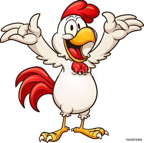 Plakaty Happy Cartoon Chicken Vector Clip Art Illustration With