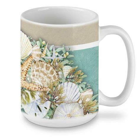 Ceramic Coastal Sea Shell Star Fish Beach Coffee Cup Tea Cup Mug White