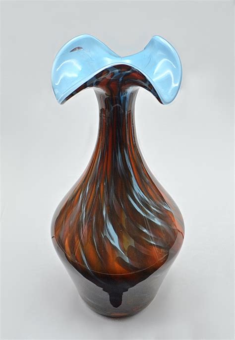 Murano Glass Vase Swirl Cased Glass Made In Italy Etsy Canada