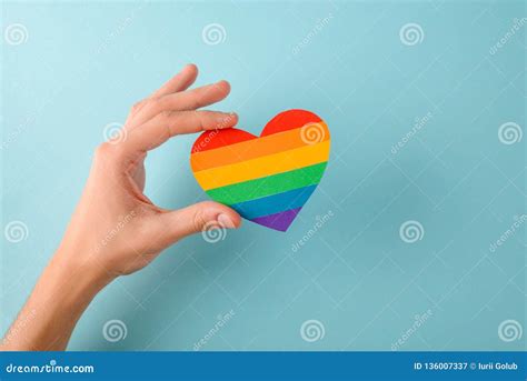 Hand Holding A Rainbow Heart Stock Image Image Of Homosexual Community 136007337