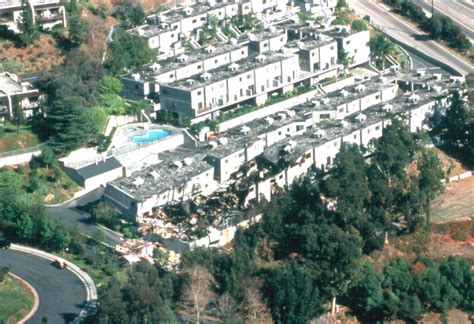 Northridge Earthquake - Aerial view of apartments damaged and destroyed
