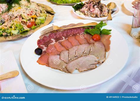 Catering Meat Assortment Plate Stock Photo Image Of Banquet
