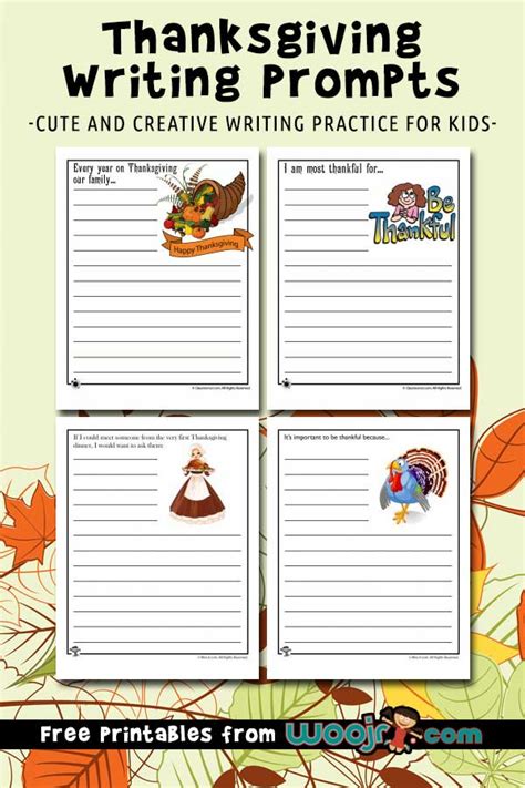 Printable Thanksgiving Writing Prompts Woo Jr Kids Activities