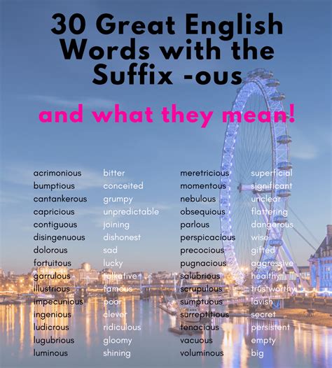 Learn 200 New English Words with the Suffix ousLearn English online for freePurland Training