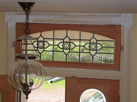 Hand Made Transom Leaded Glass Window With Mouth Blown Glass And Jewels