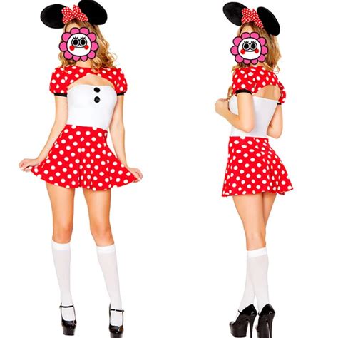 sexy red adult minnie mouse cosplay costume party halloween costumes for women hot fancy dress