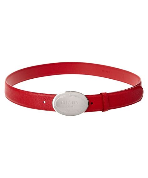Prada Saffiano Leather Logo Buckle Belt In Red Modesens Saffiano