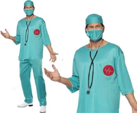 mens surgeon fancy dress costume doctor outfit scrubs and mask by smiffys ebay