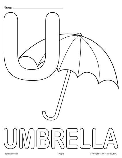 U is for umbrella coloring page printable coloring page, free to download and print. Letter U Alphabet Coloring Pages - 3 Printable Versions ...